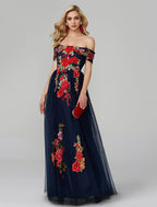 A-Line Hot Dress Wedding Guest Asymmetrical Sleeveless Illusion Neck Tulle with Appliques