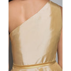 Elegant Cocktail Party Wedding Party Dress One Shoulder Sleeveless Taffeta Sash Ribbon