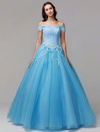 Vintage Dress Evening Floor Length Sleeveless Off Shoulder Lace Appliques