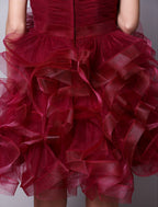 Cocktail Party Dress Strapless Sleeveless Short Mini Tulle with Ruched Tier