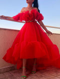 A-Line Evening Gown Celebrity Style Dress Wedding Prom Asymmetrical Sleeveless Off Shoulder Organza with Ruched
