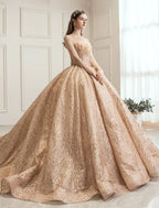 Engagement Wedding Dresses in Formal Wedding Dresses Chapel Train Long Sleeve Tulle With Ruched
