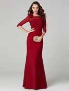 Dress Floor Length Length Sleeve Neck Charmeuse with Ruched Flower