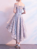 A-Line Cocktail Dresses Minimalist Dress Homecoming Party Wear Asymmetrical Short Sleeve Off Shoulder Tulle with Bow(s) Pleats