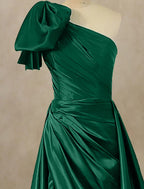 A-Line Evening Gown Celebrity Style Dress Formal Christmas Court Train Sleeveless One Shoulder Satin with Ruched