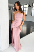 Exquisite Mermaid/Trumpet Strapless Sleeveless Backless Slit Floor-Length Prom Dress