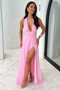 Sexy Sheath V Neck Sleeveless Backless Floor-Length Prom Dress