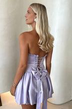 A-Line Strapless Sleeveless Backless Short-Mini Homecoming Dress