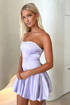 A-Line Strapless Sleeveless Backless Short-Mini Homecoming Dress