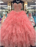 Ball Gown Quinceanera Dresses Sparkle & Shine Dress Wedding Prom Floor Length Sleeveless Strapless Organza with Sequin