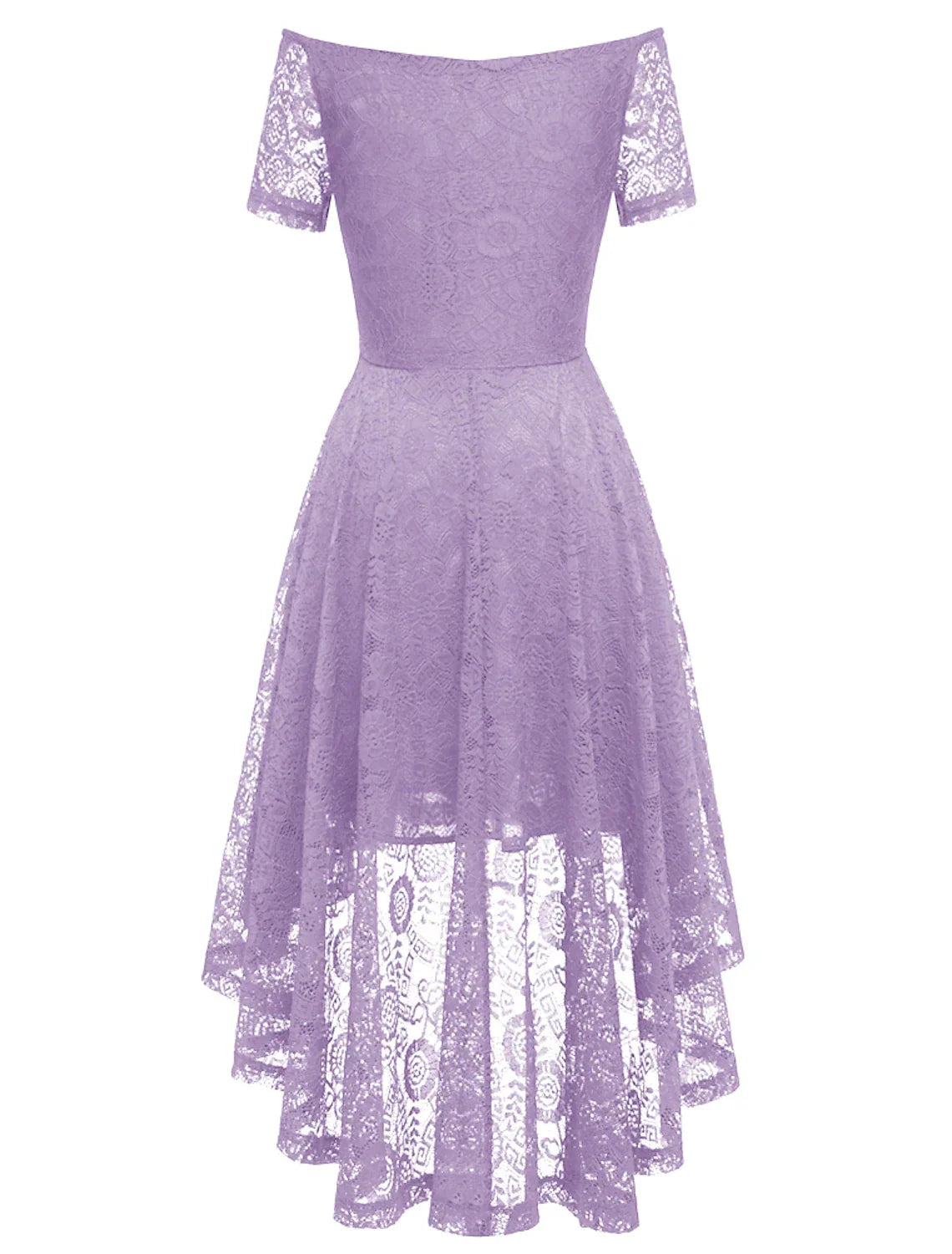 A-Line Cocktail Dresses Vintage Dress Graduation Party Wear Knee Length Short Sleeve Off Shoulder Lace with Pleats