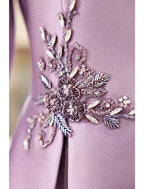 Two Piece Cocktail Dresses Elegant Dress Wedding Party Tea Length Long Sleeve V Neck Satin with Appliques