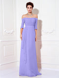 Minimalist Dress Wedding Half Sleeve Off Shoulder Chiffon