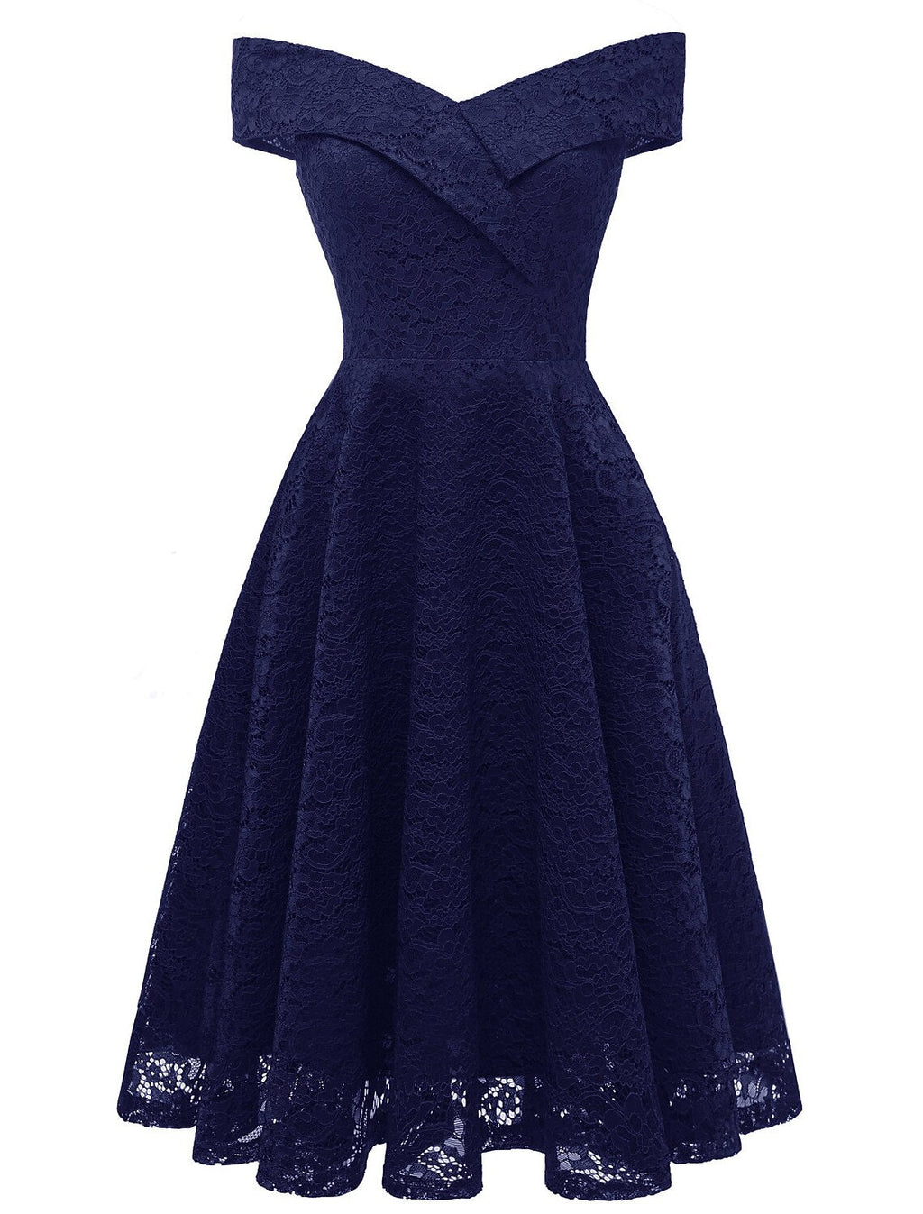 A-Line WE Party Dress Holiday Graduation Knee Length Short Sleeve Off Shoulder Bridesmaid Dress Lace with Pleats
