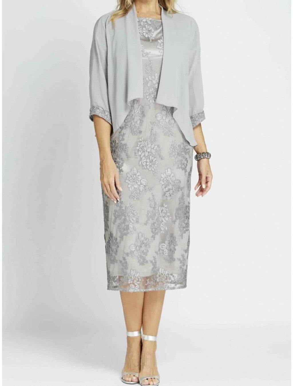 Sheath / Column Mother of the Bride Dress Wedding Guest Elegant Petite Scoop Neck Tea Length Chiffon Half Sleeve with Ruching Solid Color