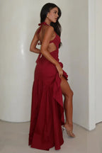Mermaid/Trumpet Halter Neck Sleeveless Backless Asymmetrical-Length Prom Dress