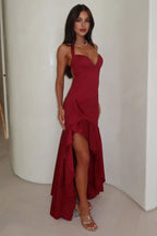 Mermaid/Trumpet Halter Neck Sleeveless Backless Asymmetrical-Length Prom Dress