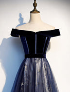 A-Line Elegant Floral Prom Formal Evening Dress Off Shoulder Short Sleeve Tulle with Pleats Pattern