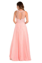 Romantic A-Line Halter Sleeveless Keyhole-Back Floor-Length Prom Dress