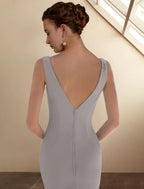 Mother of the Bride Dress Elegant Stretch Chiffon Sleeveless Short Dresses with Appliques