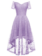 A-Line Cocktail Dresses Vintage Dress Graduation Party Wear Knee Length Short Sleeve Off Shoulder Lace with Pleats