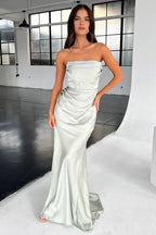 Exquisite Mermaid/Trumpet Strapless Sleeveless Backless Slit Floor-Length Prom Dress
