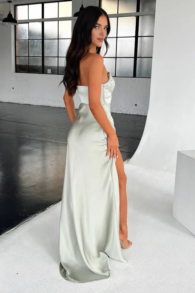 Exquisite Mermaid/Trumpet Strapless Sleeveless Backless Slit Floor-Length Prom Dress