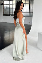 Exquisite Mermaid/Trumpet Strapless Sleeveless Backless Slit Floor-Length Prom Dress