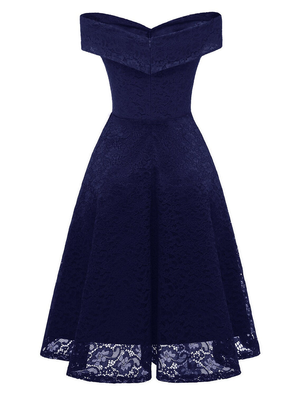 A-Line WE Party Dress Holiday Graduation Knee Length Short Sleeve Off Shoulder Bridesmaid Dress Lace with Pleats