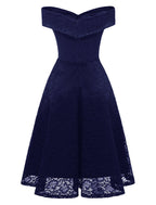 A-Line WE Party Dress Holiday Graduation Knee Length Short Sleeve Off Shoulder Bridesmaid Dress Lace with Pleats