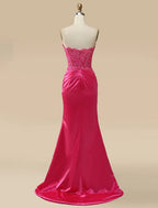 Mermaid / Trumpet Prom Dresses Empire Dress Formal Sweep / Brush Train Sleeveless Sweetheart Charmeuse with Appliques