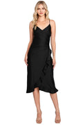 Sleek Sheath V-Neck Sleeveless Lace-Up Midi-Length Prom Dress