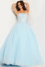 Sparkly Ball-Gown Strapless Sleeveless Lace-Up Floor-Length Prom Dress