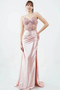 Sparkly Sheath Sweetheart Sleeveless Low-Back Floor-Length Prom Dress