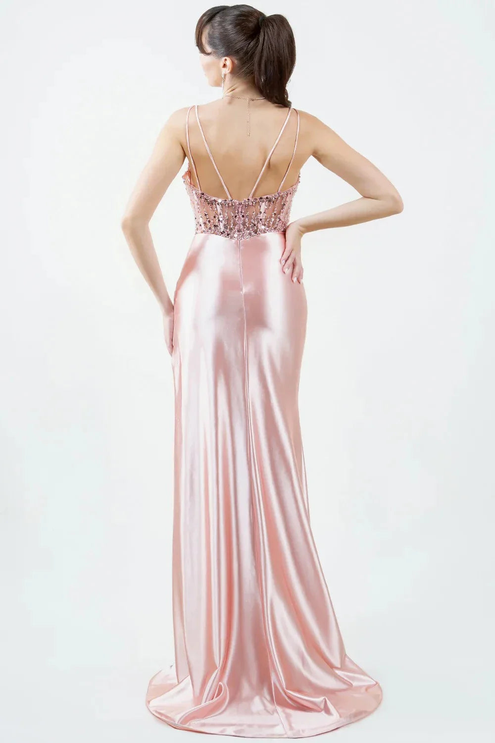 Sparkly Sheath Sweetheart Sleeveless Low-Back Floor-Length Prom Dress
