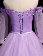 Luxurious Floral Quinceanera Prom Birthday Dress Off Shoulder Length Sleeve Floor Length Tulle Embroidery