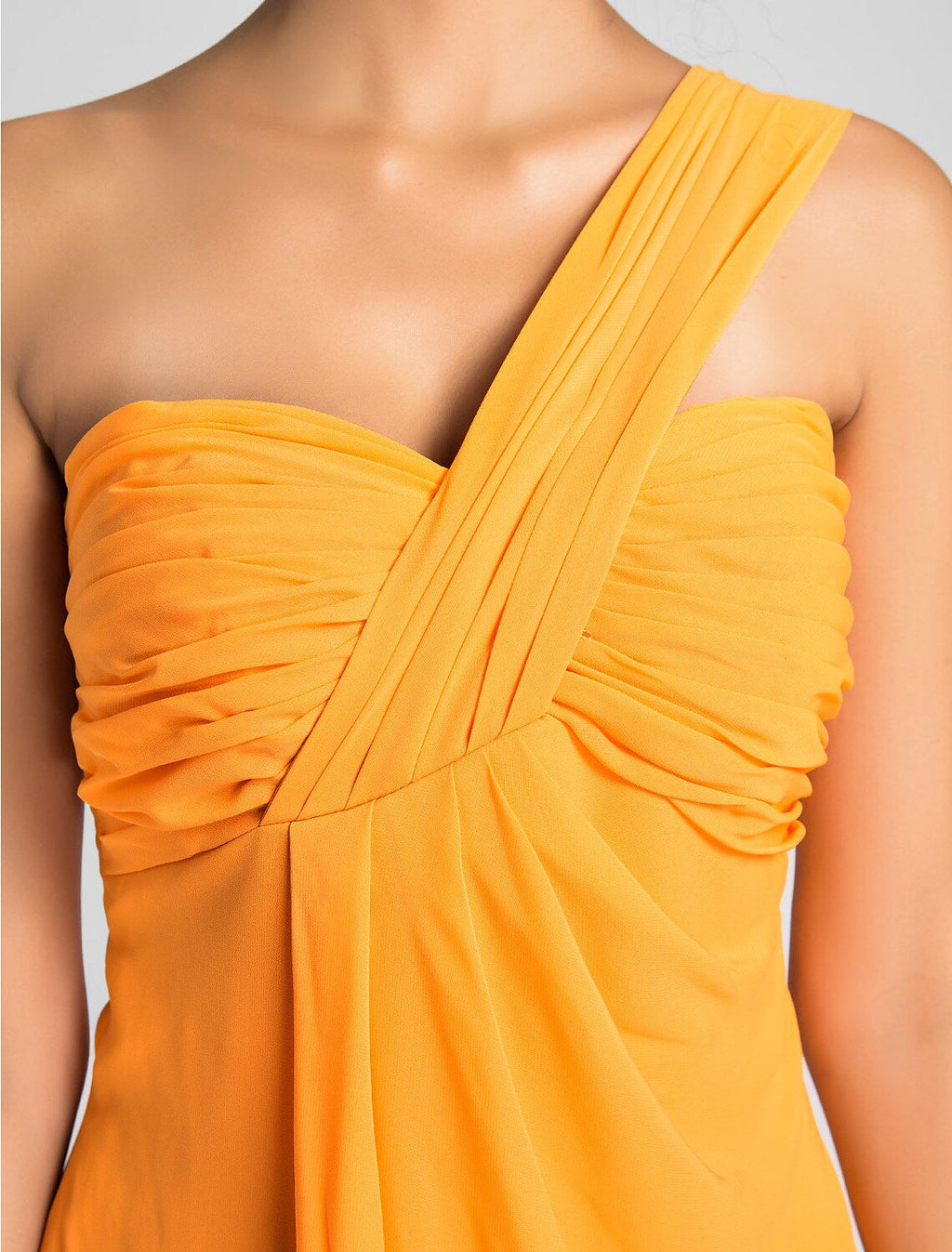 A-Line Bridesmaid Dress One Shoulder Neckline Sleeveless Sexy Knee Length Chiffon