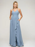 Elegant Halter Chiffon Tie Back High Low Bridesmaid Dress For Weddings And Events Flowy Silhouette