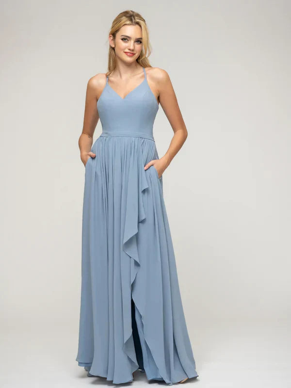 Elegant Halter Chiffon Tie Back High Low Bridesmaid Dress For Weddings And Events Flowy Silhouette