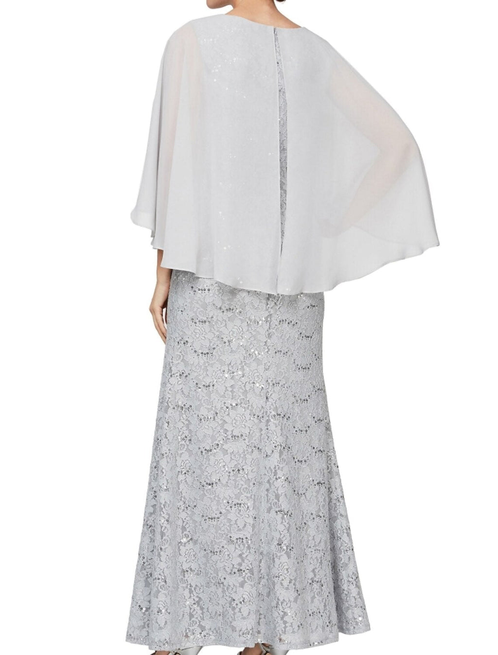 Sheath / Column Mother of the Bride Dress Wedding Guest Elegant Jewel Neck Ankle Length Chiffon Lace 3/4 Length Sleeve with Sequin Ruching Solid Color