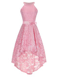 A-Line Special Occasion Dresses Hot Dress Homecoming Graduation Asymmetrical Sleeveless Halter Neck Lace with Sash / Ribbon Bow(s)