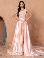 A-Line Mermaid / Trumpet Cocktail Dresses Sparkle & Shine Dress Wedding Party Birthday Court Train Sleeveless One Shoulder Sequined with Sequin