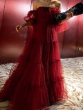 Ball Gown Elegant Princess Quinceanera Formal Evening Dress Off Shoulder Long Sleeve Floor Length Organza