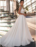 Wedding Dresses Sleeveless Square Satin Beading