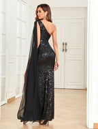 Sheath / Column Evening Gown Sexy Dress Party Wear Floor Length Sleeveless Off Shoulder Sequined with Sequin Slit Strappy