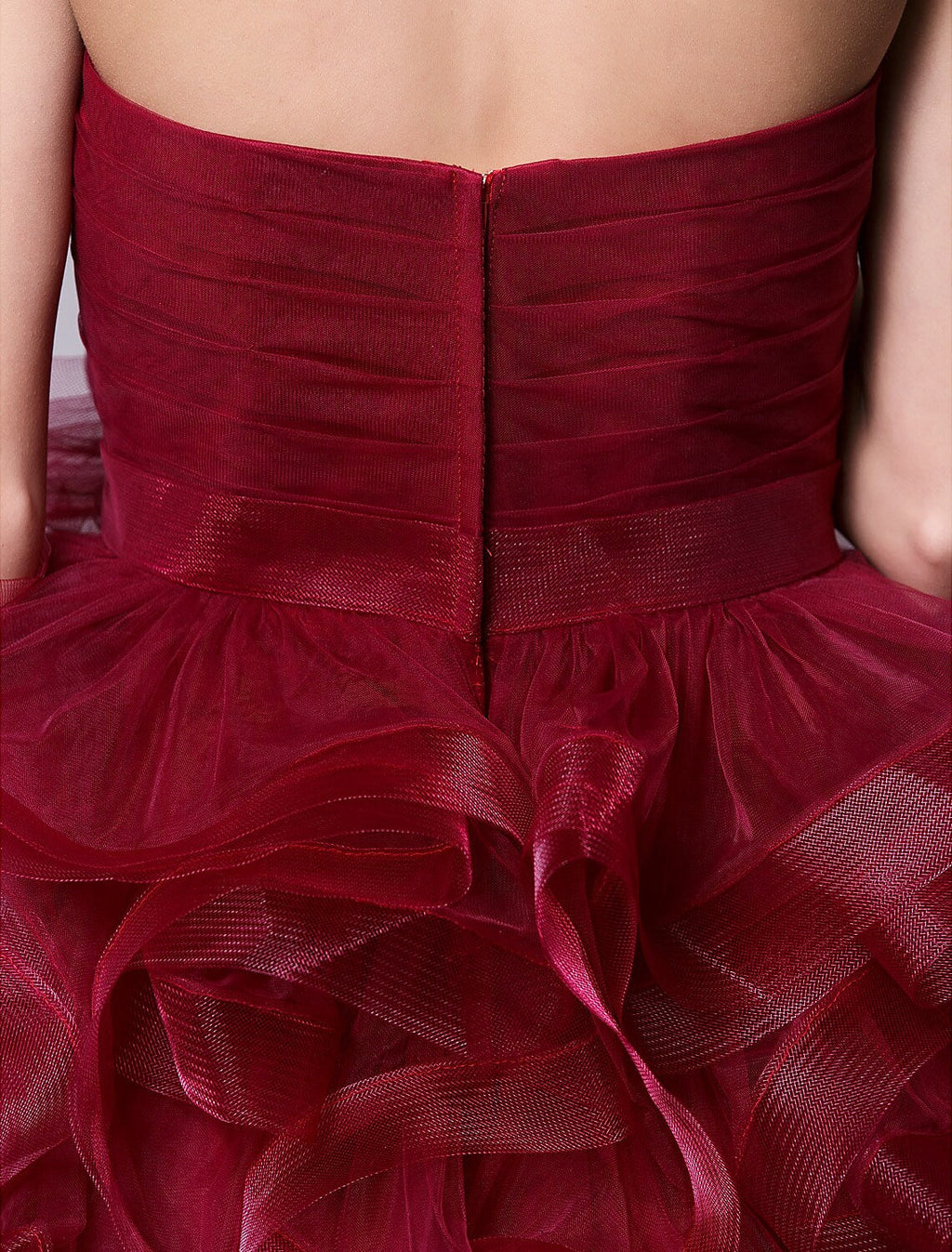 Cocktail Party Dress Strapless Sleeveless Short Mini Tulle with Ruched Tier