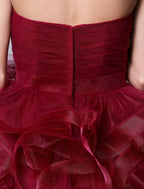 Cocktail Party Dress Strapless Sleeveless Short Mini Tulle with Ruched Tier