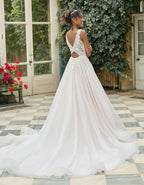 a sparkling glitter a-line with lace