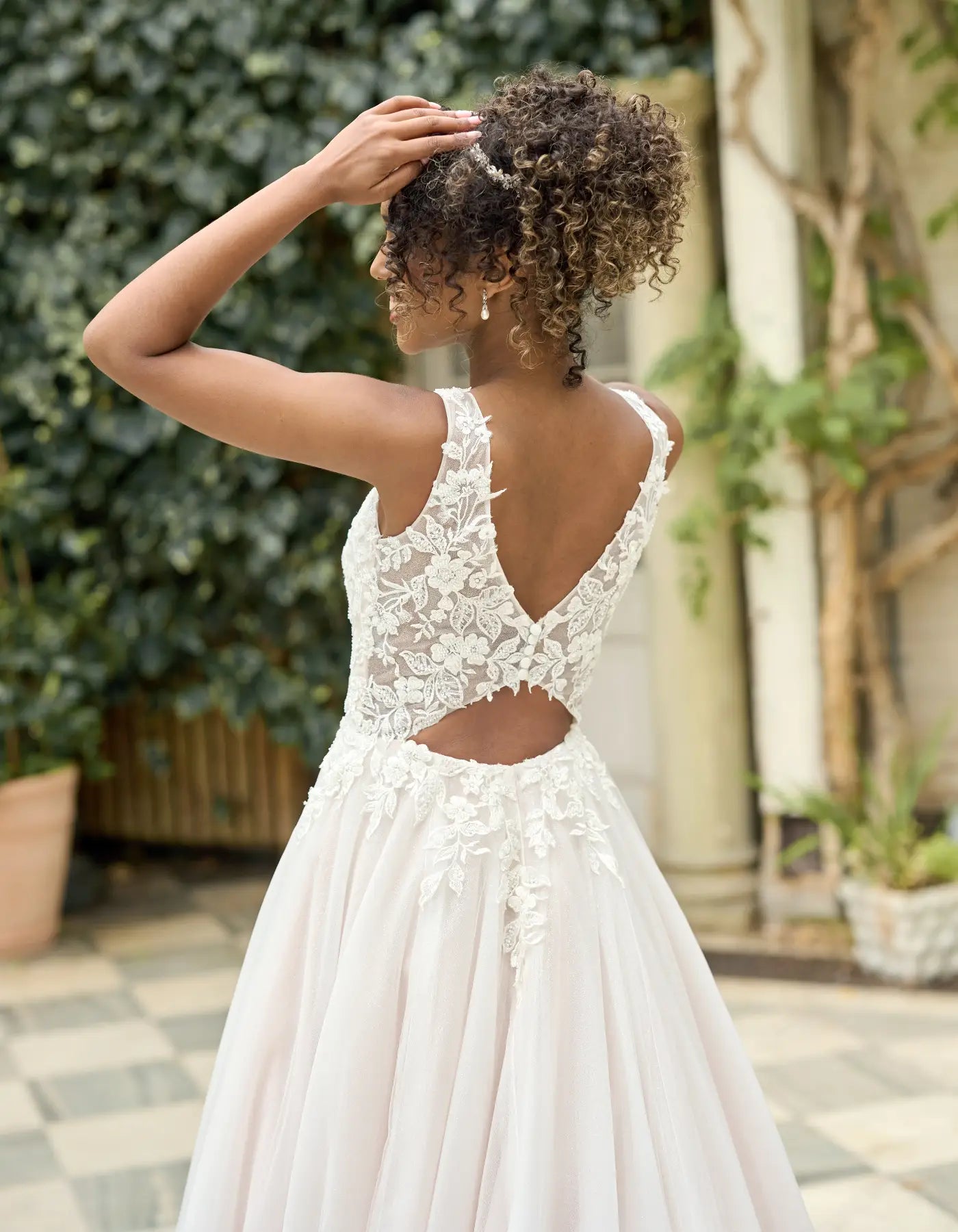 a sparkling glitter a-line with lace