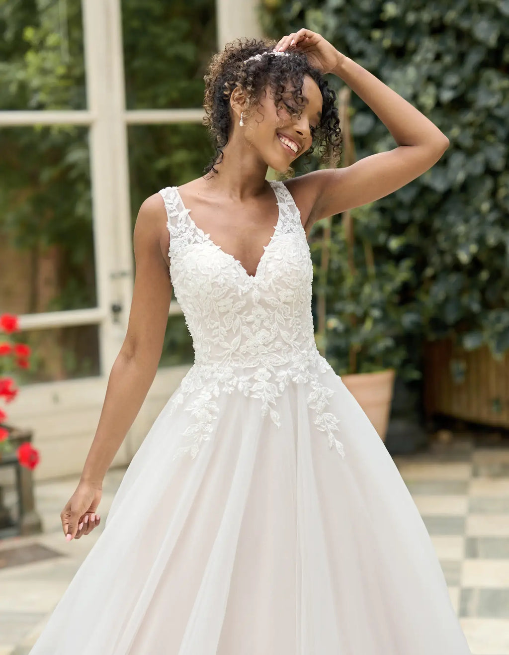 a sparkling glitter a-line with lace